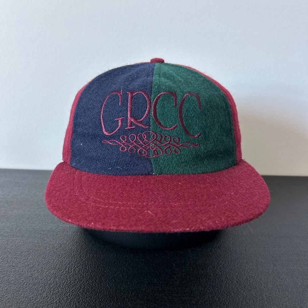 Vintage 90s GRCC Hat Cap Strap Back Adjustable Red Color Block USA Made Adult